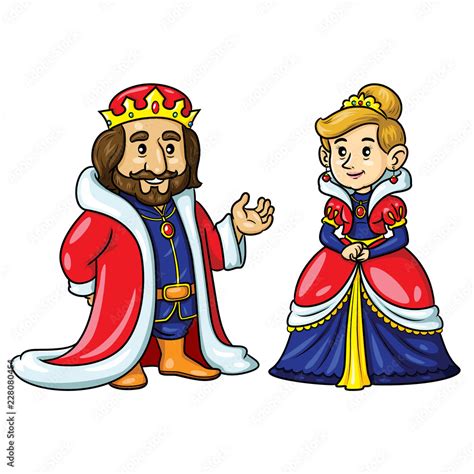 King Queen Cute Cartoon Stock Vector | Adobe Stock