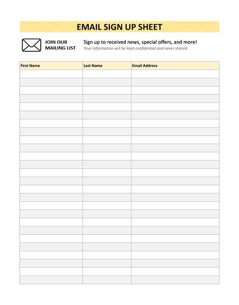 30 Best Email Sign Up Sheet Templates (Word/Excel)