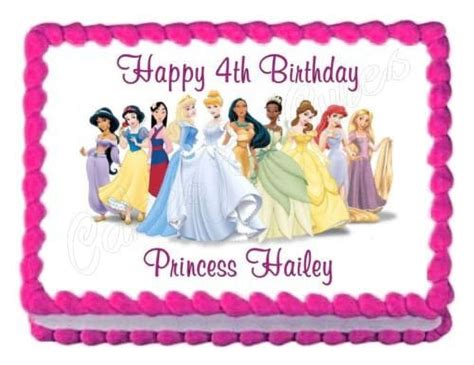 Disney Princess Jasmine Snow White Mulan Aurora Cinderella Edible Cake Topper Image ABPID06849 ...