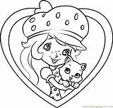 Custard The Cat With Shortcake Coloring Page For Kids  Free Strawberry sketch template
