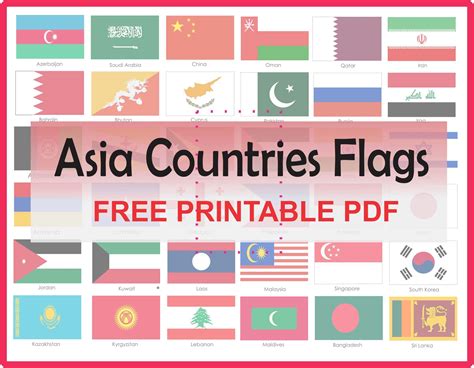 Flags of Asia Countries with Names % sep % Montessoriseries