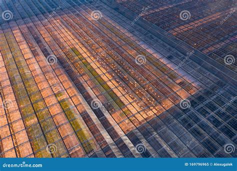 Modern Farming. Industrial Greenhouse with Heating Stock Image - Image ...