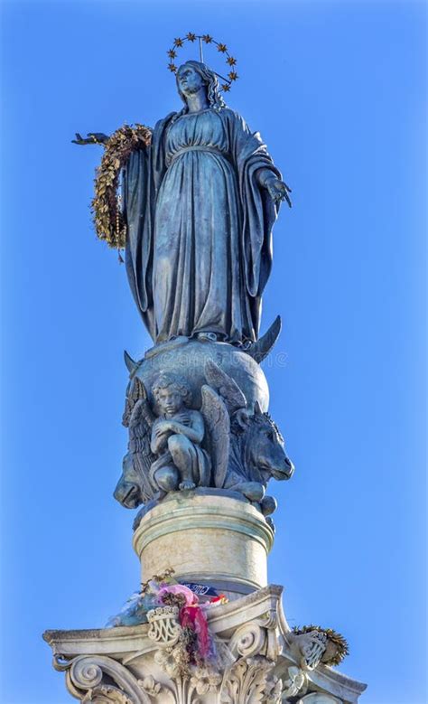 Virgin Mary Statue Immaculate Conception Column Rome Italy Stock Photo - Image of history ...