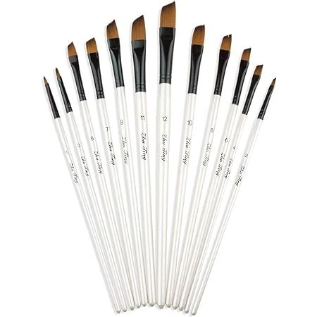 Amazon.com: Paint Brushes Nylon Hair Angular Brushes 13pcs Long Handle Acrylic Paint Brush Set ...