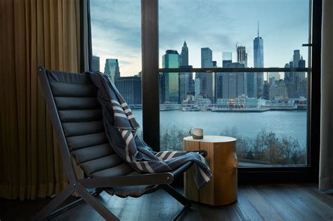 Enjoy spectacular city views from the comfort of your bedroom at 1 Hotel Brooklyn Bridge ...