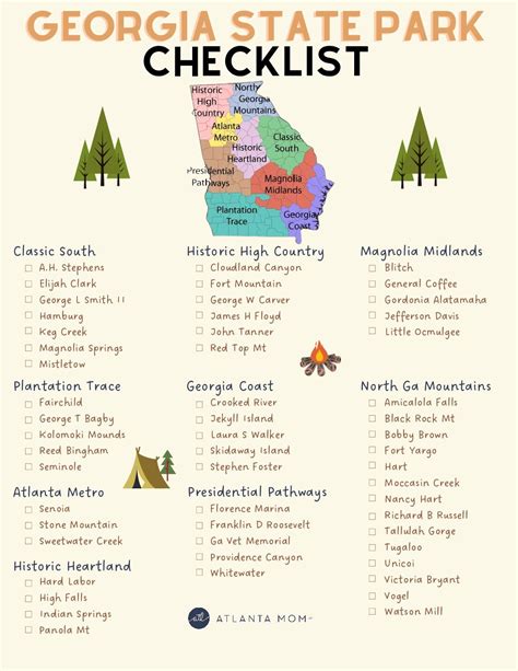 Get Outside in Georgia - State Parks Printable