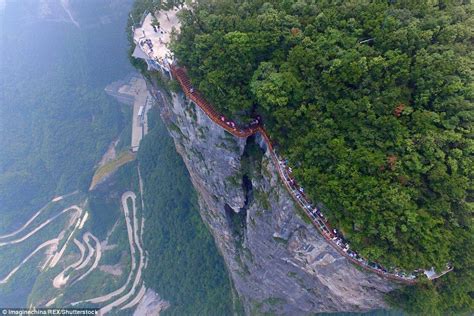 New glass-bottomed walkway opens at 4,600ft on a Chinese mountain