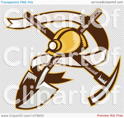 Clipart Retro Mining Helmet Banner And Tools Logo - Royalty Free Vector Illustration by ...