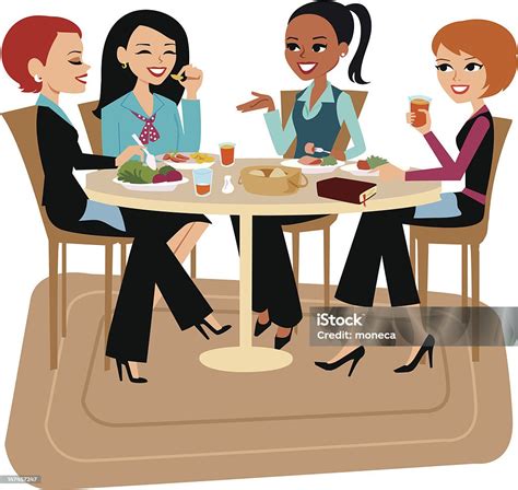 Women Having Lunch Together Stock Illustration - Download Image Now - Lunch, Women, Mature Women ...