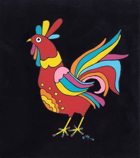 Rooster Wall Art, Mexican Folk Art, Chicken Art, Kitchen, Bright ...