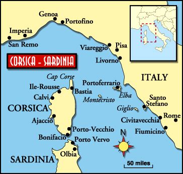 Corsica and Sardinia Regional Map