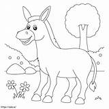 Donkey In The Meadow coloring Page sketch template