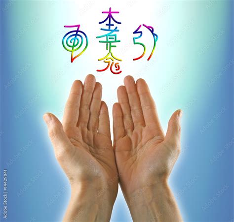 Healing hands and Reiki Symbols Stock Photo | Adobe Stock