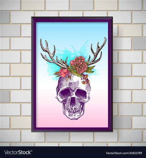 Interior poster skull Royalty Free Vector Image