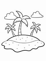 Desert Island coloring book Pages For Children And Adults With Vector  sketch template