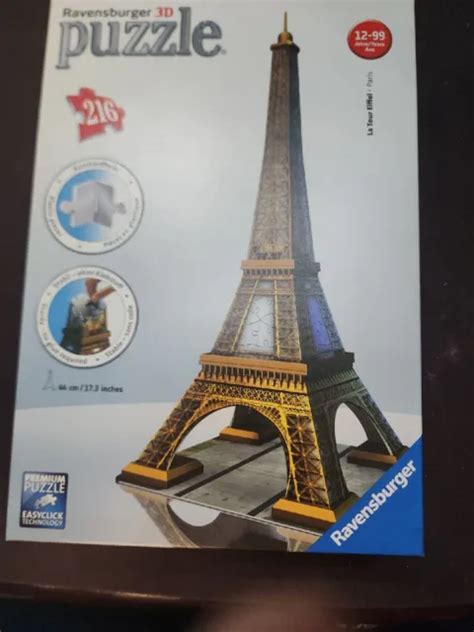 RAVENSBURGER LA TOUR Eiffel Tower Paris 3D Puzzle 216 Pieces BOX Directions $6.95 - PicClick