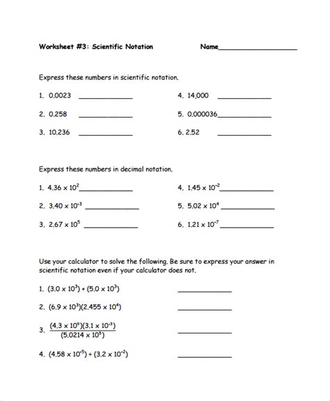 10+ Scientific Notation Worksheet | Sample Templates