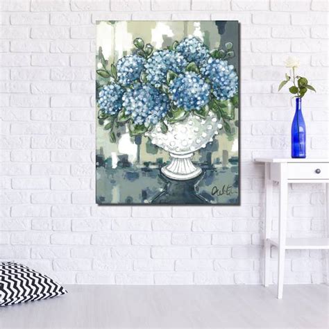 Wholesale Floral home decor, Blue hydrangea canvas art print, wall for ...