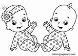 Two Cute Babies Coloring Page  Free Printable Pages sketch template