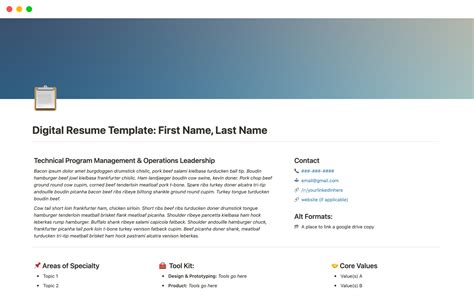 Digital Resume Template | Notion Template