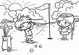 Kids Playing Golf Coloring Page  Free Printable Pages sketch template