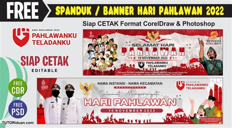 Desain Spanduk Banner Hari Pahlawan 2022 CorelDraw Photoshop (Free CDR PSD) - TUTORiduan.com