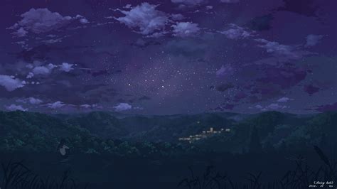 Hintergrundbilder : 1920x1080 px, Anime, Landschaft, Nacht-, Sterne ...