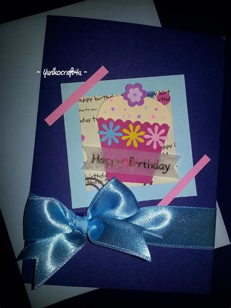 Handmade greeting cards by Yuriko: Blue Birthday Cupcake Card