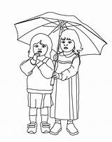 Two Little Girls Holding Umbrella coloring Page  Download Print Or sketch template
