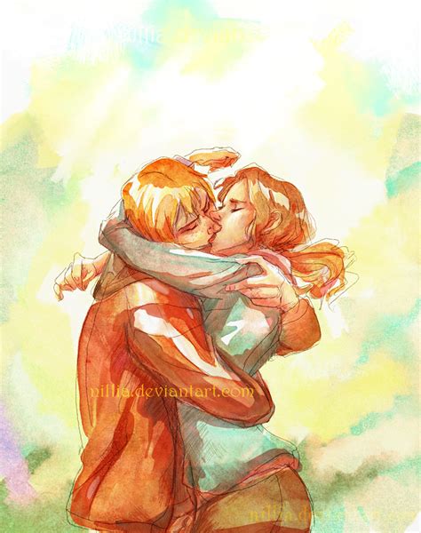 Ron Hermione Kiss by nillia on DeviantArt