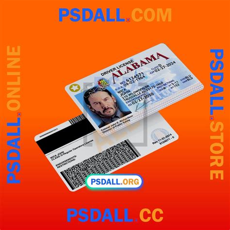 Alabama Driver License PSD Template V3 - psdall.org