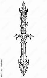 Dagger Outline Tattoo Desigh No Shadow Cartoon Coloring page  sketch template