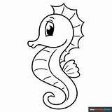Cartoon Seahorse Coloring Page  Easy Drawing Guides sketch template