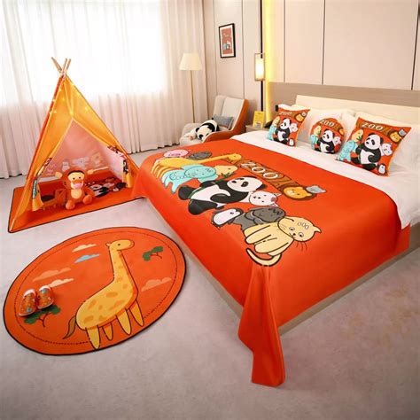 Hotel Family Room Layout Bed End Towel Bed Cover Decoration Toy Tent Children Cartoon Bed ...