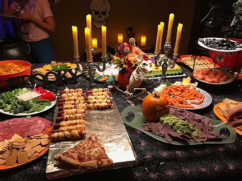 SPOOCTACULAR Halloween Party Buffet | Halloween food display, Halloween sweet 16, Halloween ...