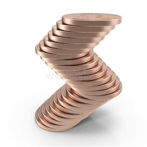 Stack Of Americans Penny Coins On A White. 3D Illustration, Clipping ...