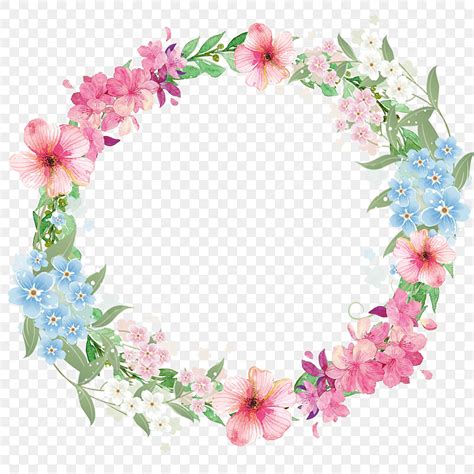 Beautiful Flower Border PNG Picture, Beautiful Border Pink Flowers Blue ...