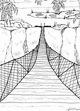 Rope Bridge Coloring Pages Sketch Page sketch template