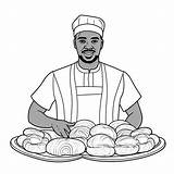 Friendly Baker Coloring Page  sketch template