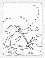 Free Printable Boy On A Swing Coloring Page sketch template