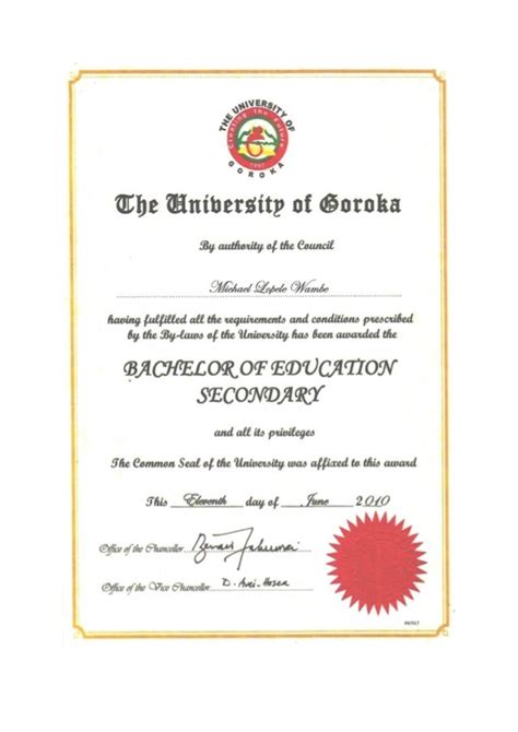 Bachelor in Education Certificate