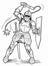 Coloring page  Knight With mace sketch template