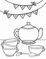 Tea Party Coloring Sheet Printable Placemat  Free sketch template