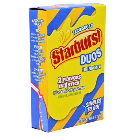 Starburst Duos Singles to Go Blue Raspberry Lemon Drink Mix – Candy Funhouse US