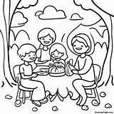 Joyful Family Picnic Coloring Page  Pagescom sketch template