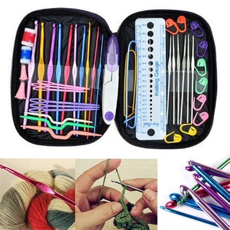 22 Sizes Crochet Hooks, Full Size 0.6mm to 6.5mm Knitting Needles, with 27 Accessories Tools ...