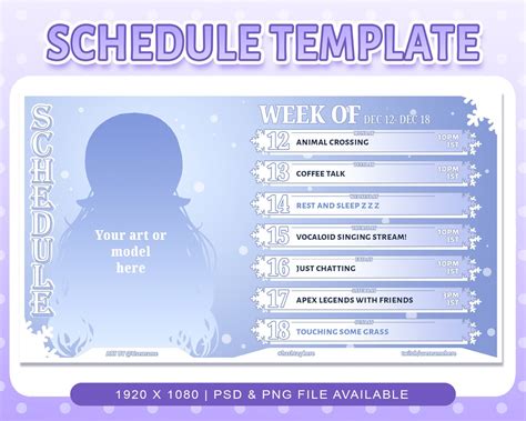 Stream Schedule Template for Twitch & Youtube Streaming / Winter Snow ...