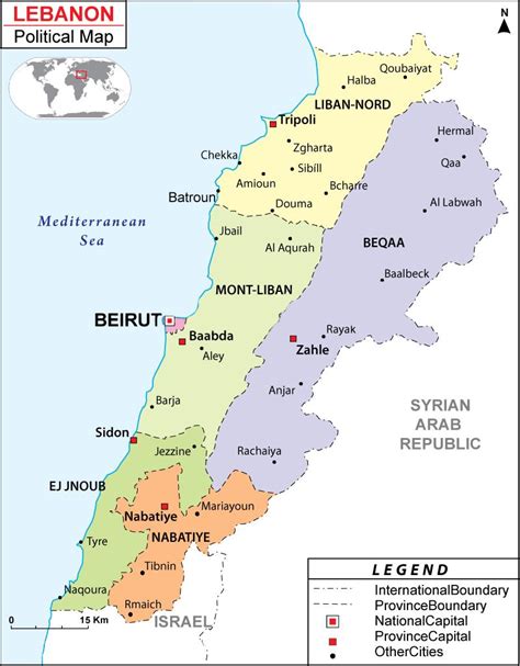 Lebanon political map - Map of Lebanon political (Western Asia - Asia)