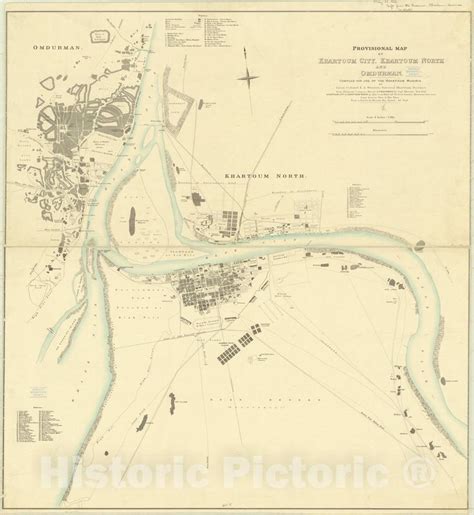 Map : Khartoum, Sudan 1906, Provisional map of Khartoum city : Khartoum north and Omdurman ...