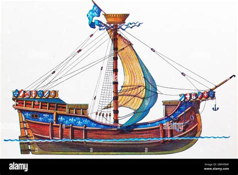 Medieval French trade sailing ship Stock Photo - Alamy